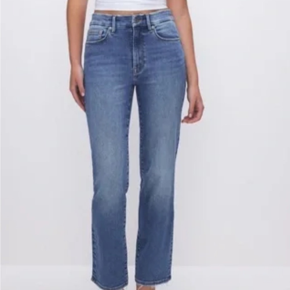Good American Blue Straight Leg Jeans alwaysfits always fits